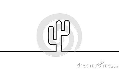 One line cactus. Vector Illustration